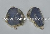 NGC164 30*40mm - 40*45mm freeform blue lace agate connectors