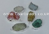 NGC168 20*30mm - 25*35mm freeform plated druzy agate connectors