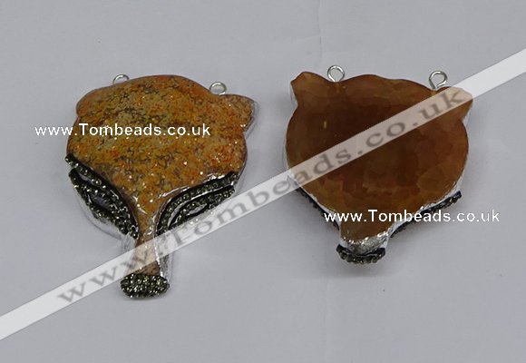 NGC1701 40*55mm - 45*60mm Fox-head agate gemstone connectors