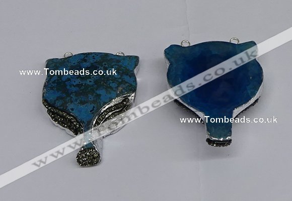 NGC1704 40*55mm - 45*60mm Fox-head agate gemstone connectors