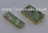 NGC1711 15*30mm - 25*45mm rectangle green gemstone connectors