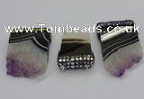 NGC1723 30*45mm - 35*55mm freeform druzy amethyst connectors