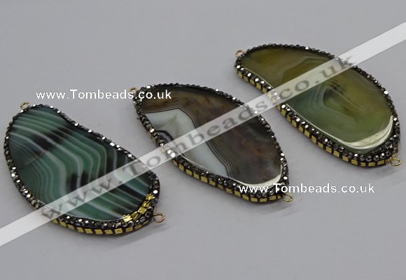 NGC1743 20*60mm - 35*70mm freeform agate gemstone connectors