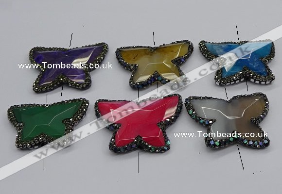 NGC1750 35*45mm - 35*50mm butterfly agate gemstone connectors