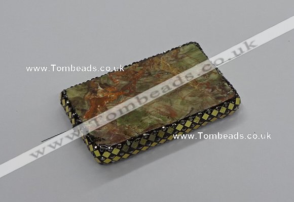 NGC1766 40*60mm rectangle ocean agate connectors wholesale