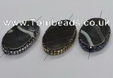 NGC1783 35*55mm oval agate gemstone connectors wholesale