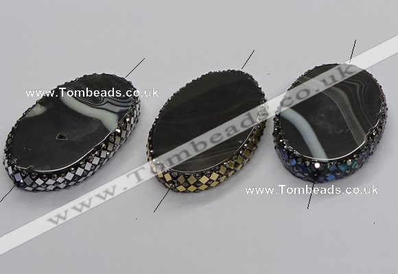 NGC1783 35*55mm oval agate gemstone connectors wholesale