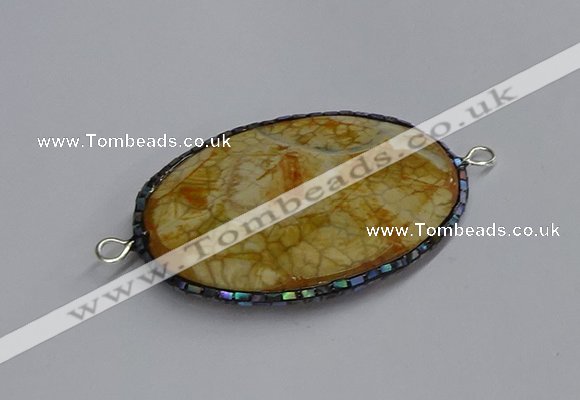 NGC1822 35*50mm oval agate gemstone connectors wholesale