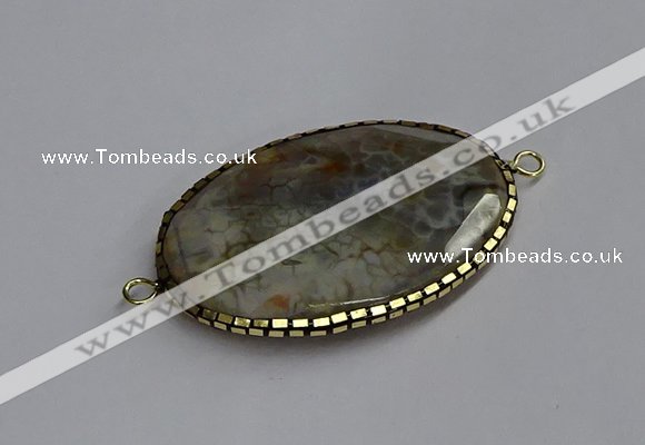 NGC1826 35*50mm oval agate gemstone connectors wholesale