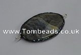 NGC1827 35*50mm oval agate gemstone connectors wholesale