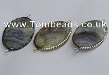 NGC1828 35*50mm oval agate gemstone connectors wholesale