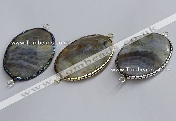 NGC1828 35*50mm oval agate gemstone connectors wholesale