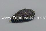 NGC1852 22*30mm - 25*35mm flat teardrop plated druzy amethyst connectors