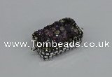 NGC1855 15*35mm - 22*30mm rectangle plated druzy amethyst connectors