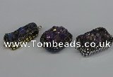 NGC1858 15*35mm - 22*30mm rectangle plated druzy amethyst connectors