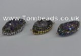 NGC1863 20*30mm - 22*35mm marquise plated druzy amethyst connectors