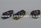 NGC1865 15*30mm - 25*35mm freeform plated druzy amethyst connectors