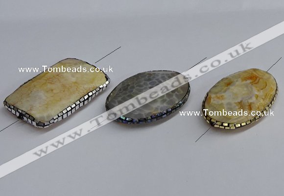 NGC1889 30*40mm - 30*45mm freeform agate gemstone connectors