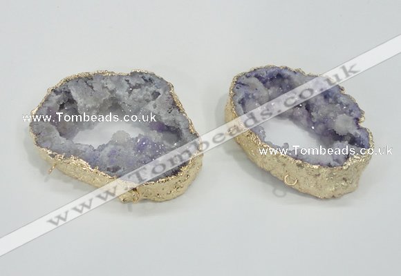 NGC201 50*60mm - 55*75mm freeform druzy agate connectors