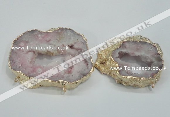 NGC202 50*60mm - 55*75mm freeform druzy agate connectors