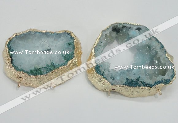 NGC203 50*60mm - 55*75mm freeform druzy agate connectors