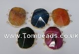 NGC209 30*40mm freeform agate gemstone connectors wholesale