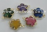 NGC218 24mm - 25mm flower agate gemstone connectors wholesale