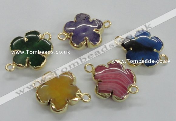 NGC218 24mm - 25mm flower agate gemstone connectors wholesale