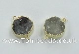 NGC246 16mm - 18mm coin druzy agate gemstone connectors