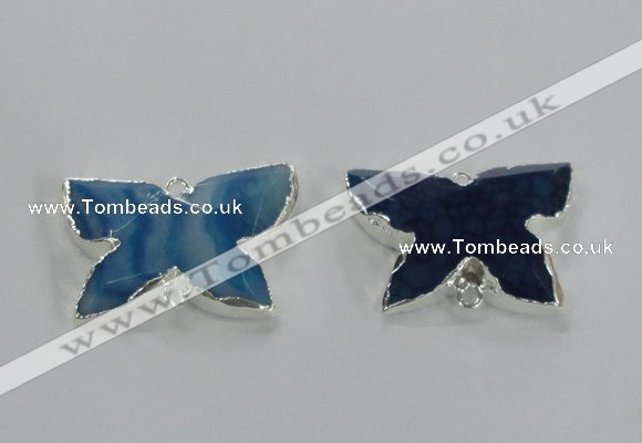 NGC250 22*30mm carved butterfly agate connectors wholesale