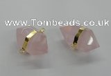 NGC260 18*30mm - 20*35mm faceted nuggets rose quartz connectors