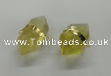 NGC261 18*30mm - 20*35mm faceted nuggets lemon quartz connectors