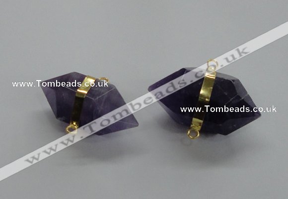 NGC262 18*30mm - 20*35mm faceted nuggets amethyst connectors