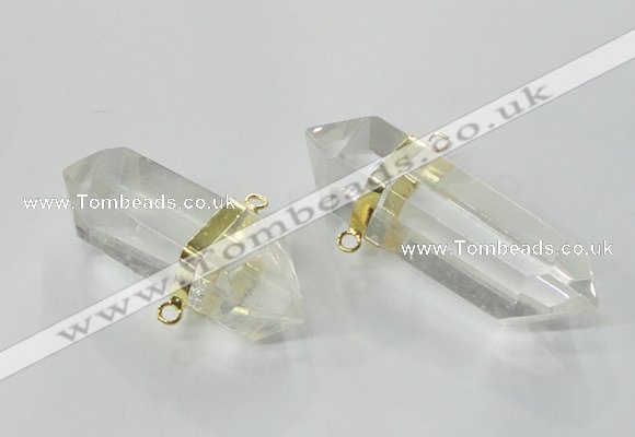 NGC266 15*45mm - 18*50mm faceted nuggets white crystal connectors