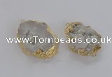 NGC267 35*45mm - 40*50mm freeform plated druzy agate connectors