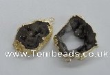 NGC272 30*35mm - 35*40mm freeform plated druzy agate connectors
