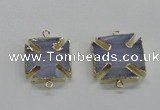 NGC274 22*22mm - 24*24mm blue lace agate gemstone connectors