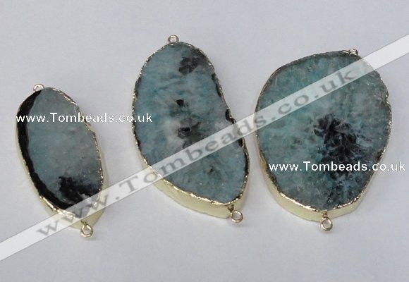 NGC283 22*45mm - 40*55mm freeform druzy agate connectors