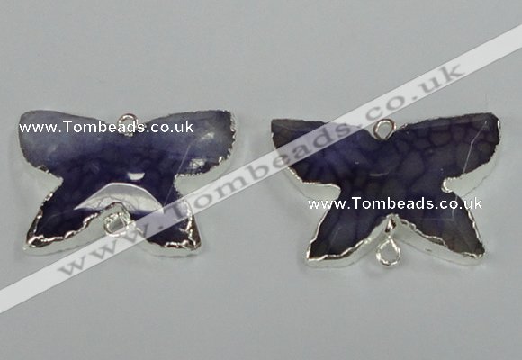NGC310 22*30mm carved butterfly agate gemstone connectors