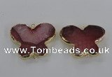NGC317 30*38mm butterfly agate gemstone connectors wholesale