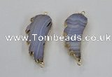 NGC322 16*35mm - 18*38mm wing-shaped agate gemstone connectors