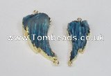 NGC328 18*40mm - 22*45mm wing-shaped agate gemstone connectors