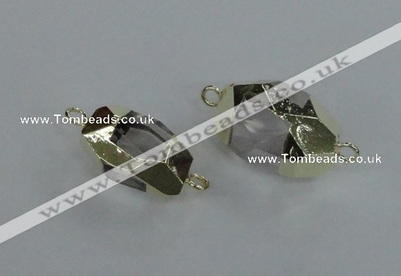 NGC337 15*20mm - 18*25mm faceted nuggets white crystal connectors