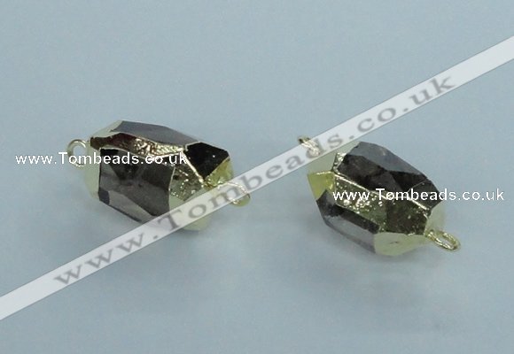 NGC341 15*20mm - 18*25mm faceted nuggets smoky quartz connectors