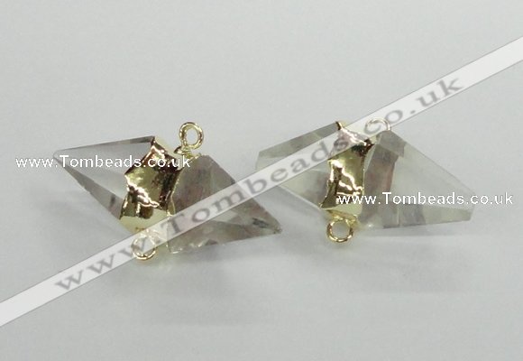 NGC345 18*30mm - 15*45mm faceted bicone white crystal connectors