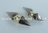 NGC348 18*30mm - 15*45mm faceted bicone smoky quartz connectors