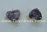 NGC370 23*25mm - 30*32mm heart druzy amethyst gemstone connectors