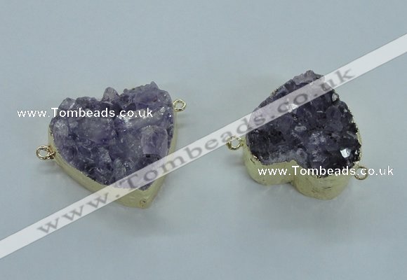 NGC370 23*25mm - 30*32mm heart druzy amethyst gemstone connectors