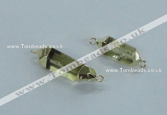 NGC373 10*25mm - 12*30mm faceted nuggets lemon quartz connectors