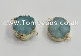 NGC378 20mm coin druzy agate gemstone connectors wholesale